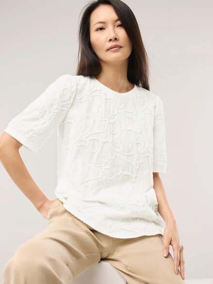 Blusenshirt mit Stickerei Offwhite