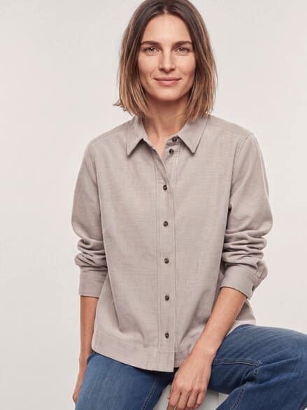 Two-Tone Cord Bluse Boxi Hell Praline