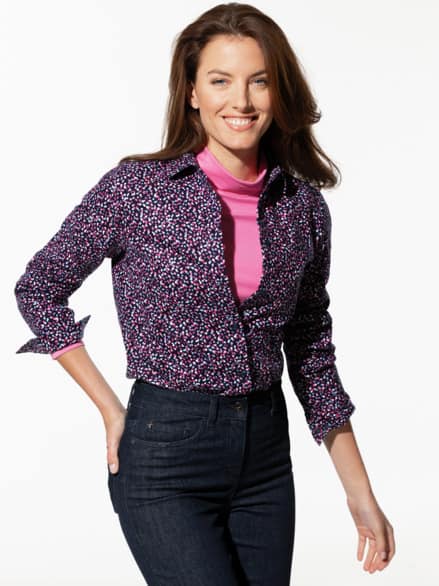 Thermoflanell-Hemdbluse Tupfen Blau Thermoflanell-Hemdbluse Tupfen Blau