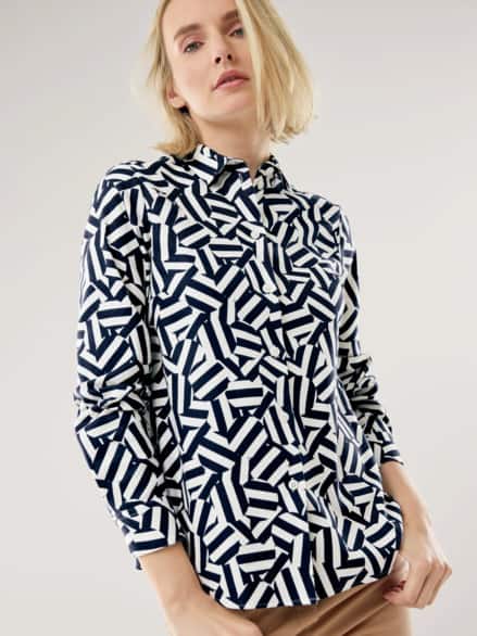 Thermo-Flanell-Hemdbluse Grafik Marine/Offwhite Thermo-Flanell-Hemdbluse Grafik Marine/Offwhite