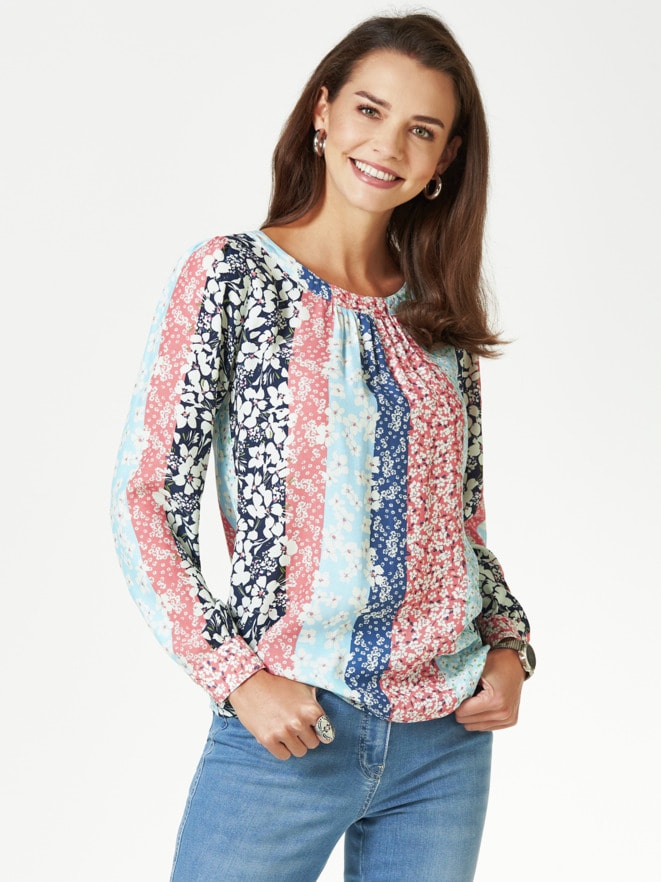 Shirtbluse Millefleurs-Streifen Shirtbluse Millefleurs-Streifen