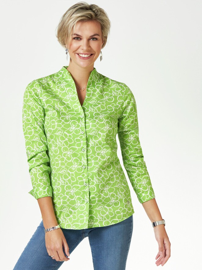 Extraglatt-Bluse Kelchkragen Extraglatt-Bluse Kelchkragen