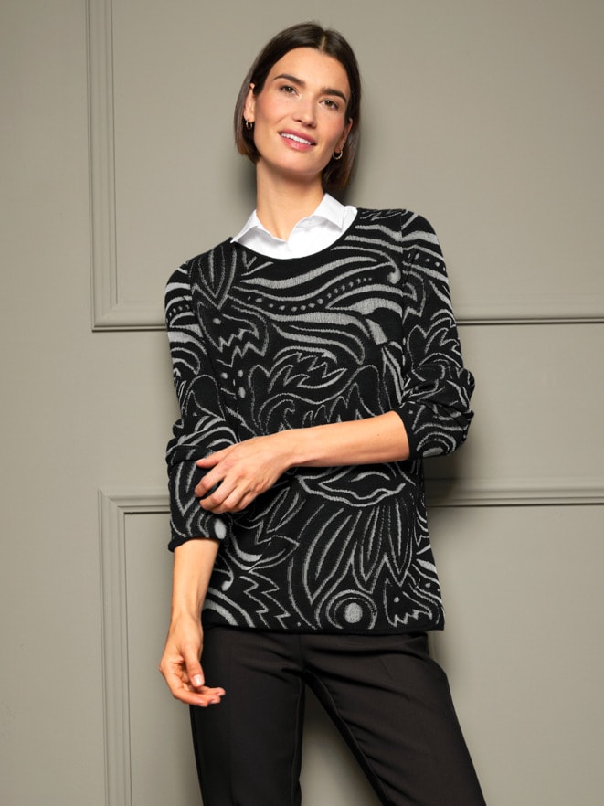 Outfit Jacquard-Pullover Black&White