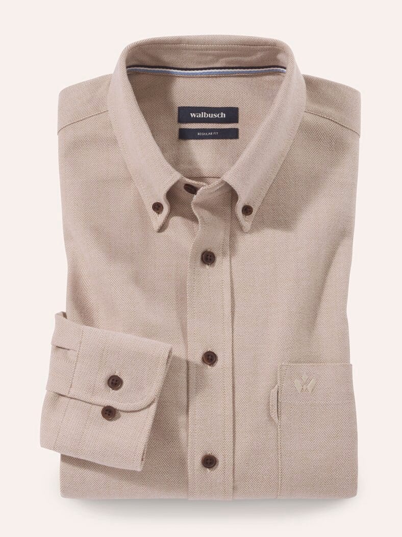 Flanell-Hemd aus Baumwolle Camel