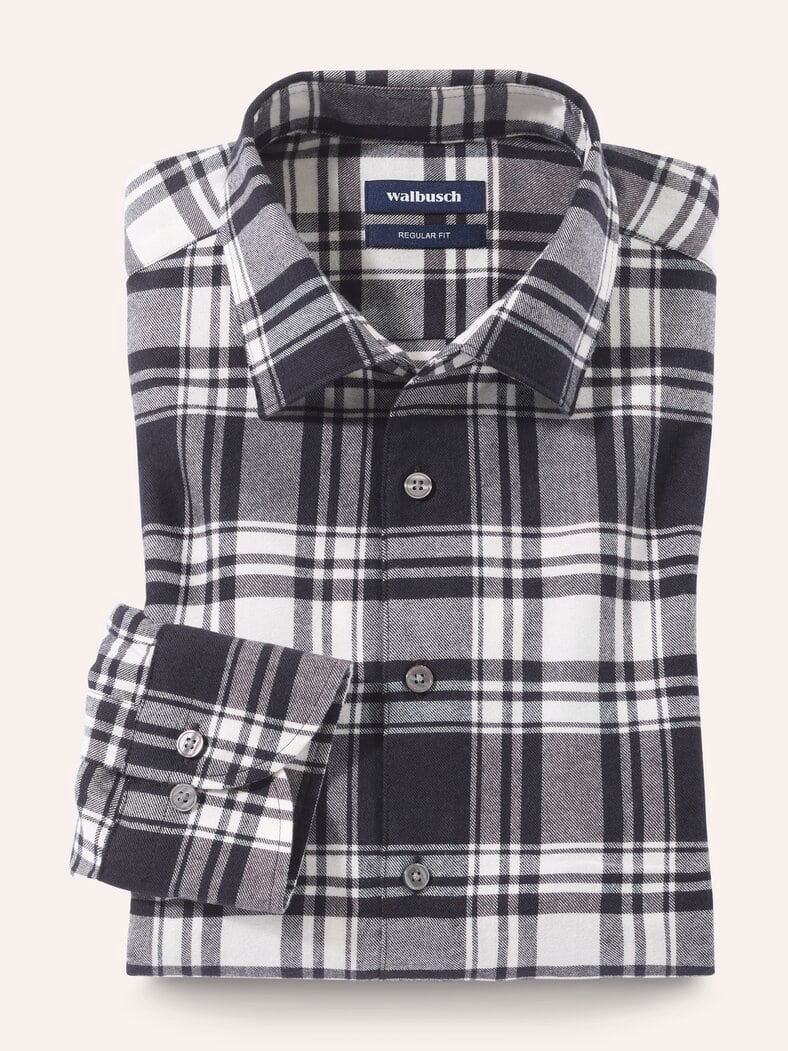 Soft-Flanell Hemd Karo Grau