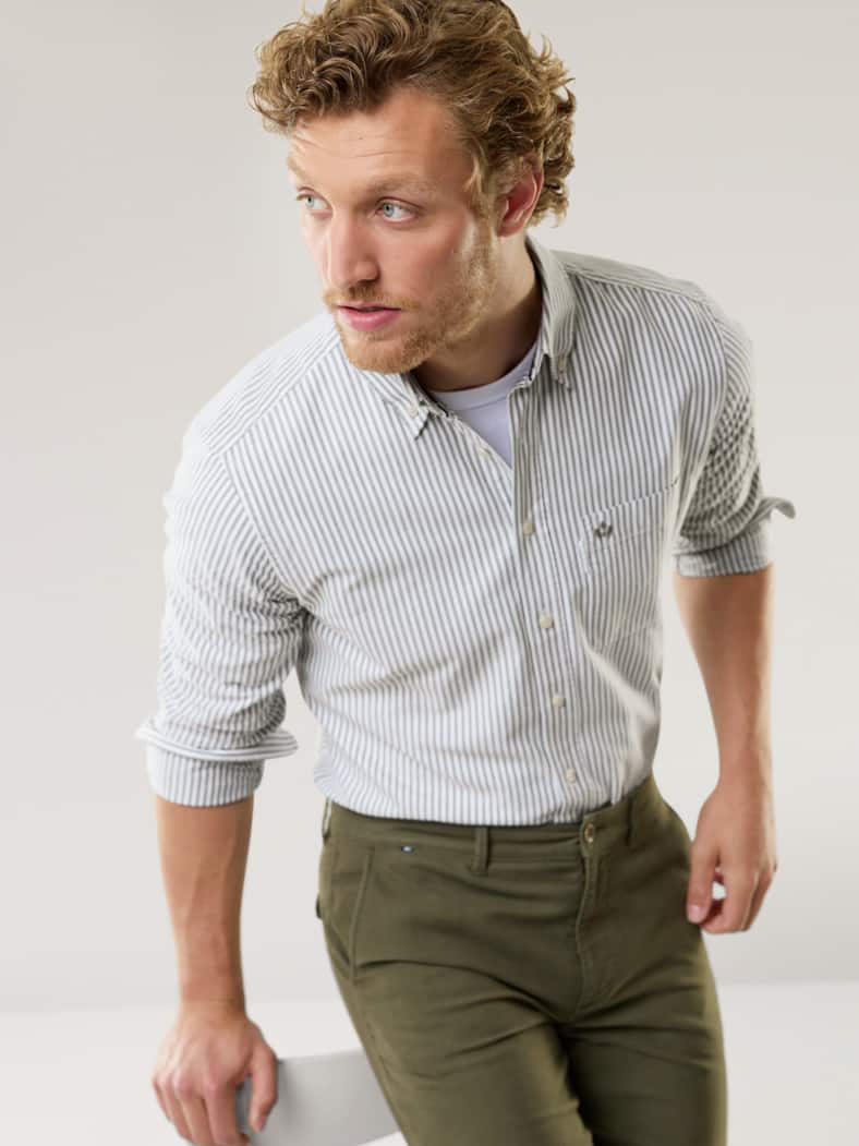 Premium Oxford-Hemd Streifen Schilf