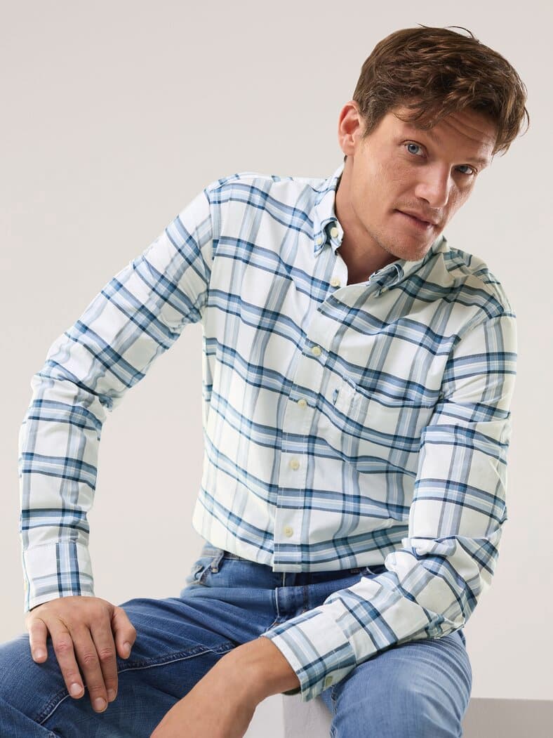 Premium Oxford-Hemd Karo Marine