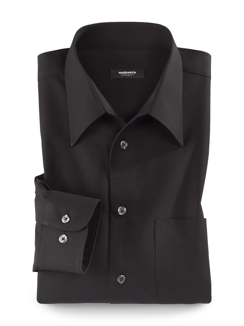 Extraglatt-Hemd Walbusch-Kragen Schwarz