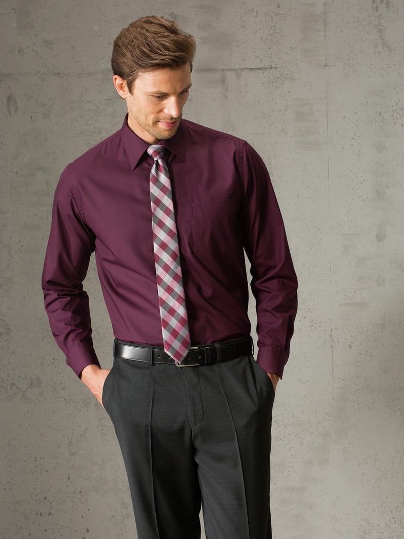 Extraglatt-Hemd Walbusch-Kragen Burgund