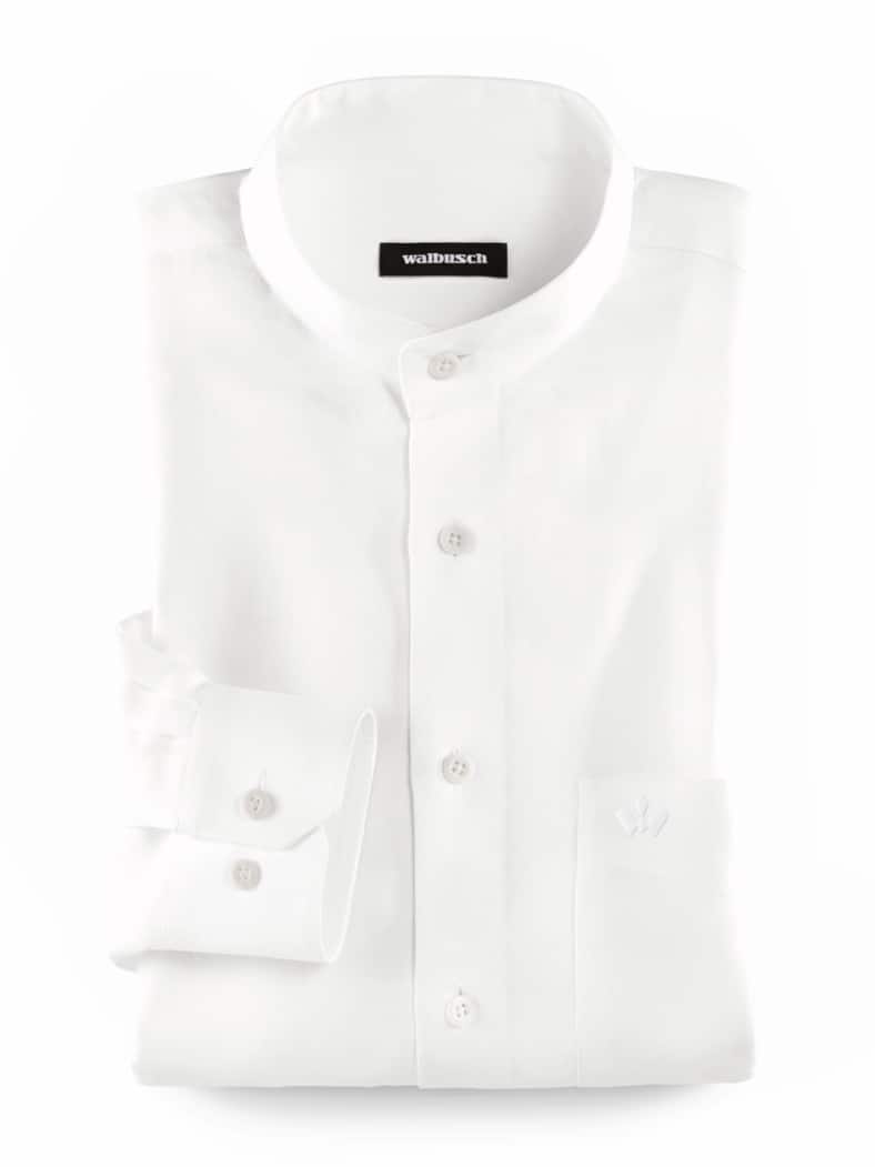 Stehkragen-Leinenhemd Weiß