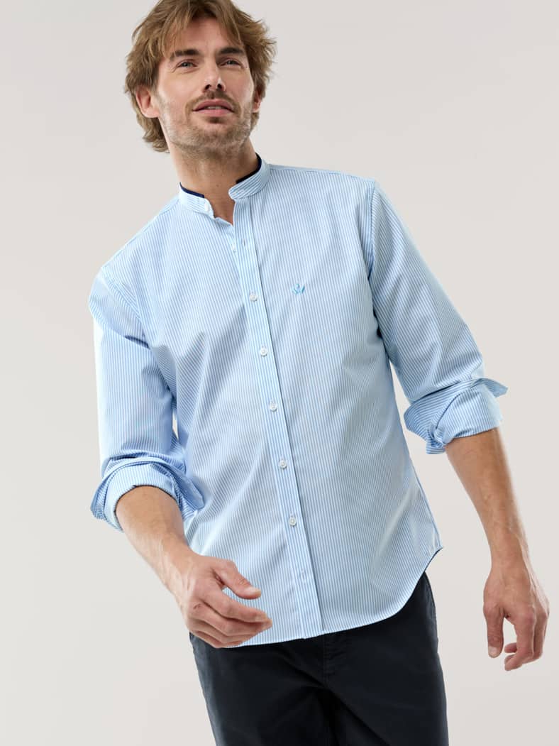 Extraglatt-Stehkragen-Hemd Römerstreifen