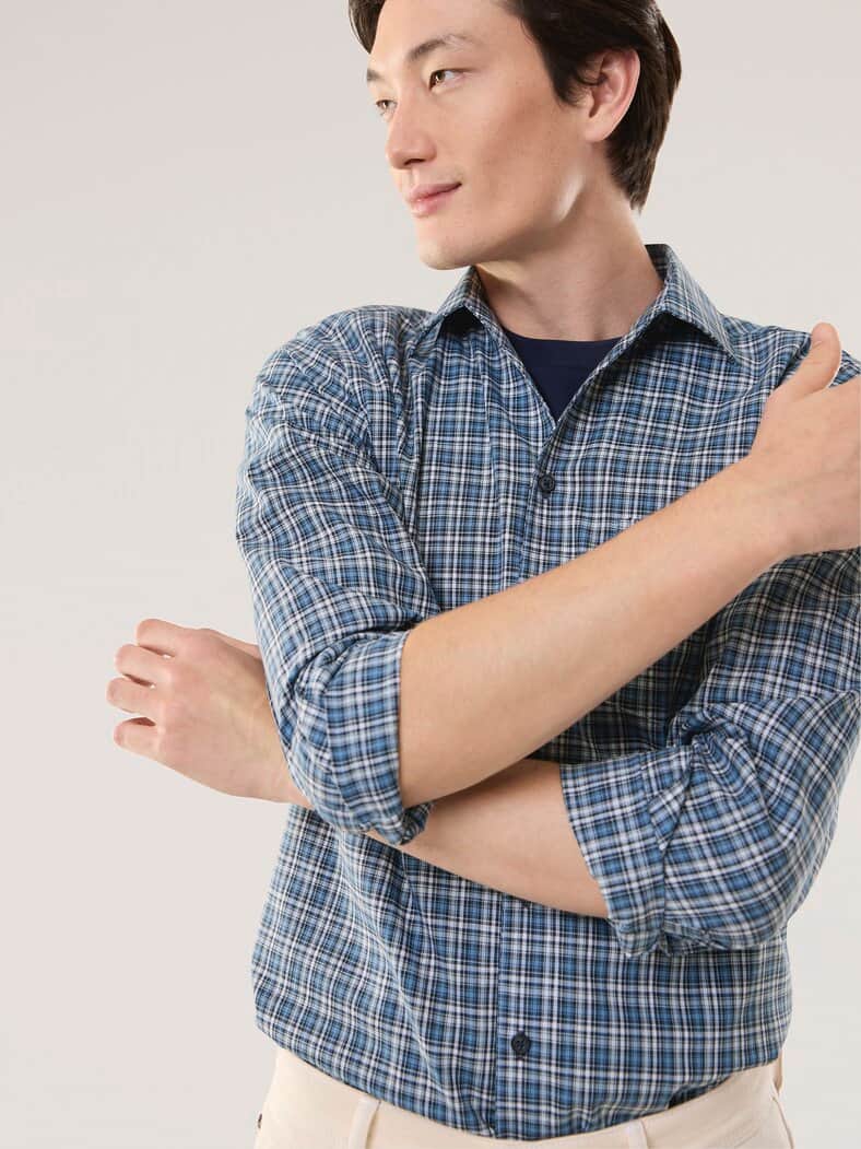 Extraglatt-Hemd Tropical Karo Marine