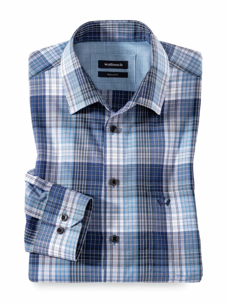 Easycare-Hemd Best-Klima Karo Blau