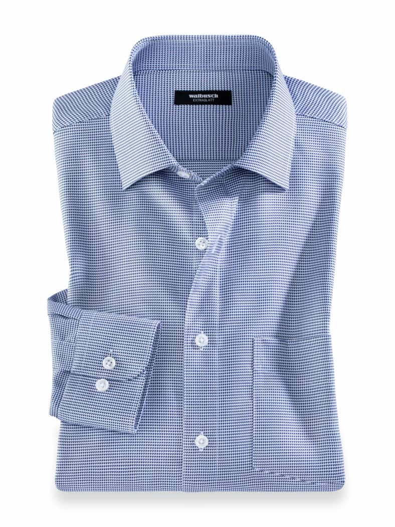 Extraglatt-Hemd Kent-Kragen Minikaro Hellblau