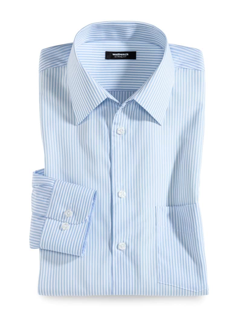 Extraglatt-Hemd Walbusch-Kragen Römerstreifen Hellblau