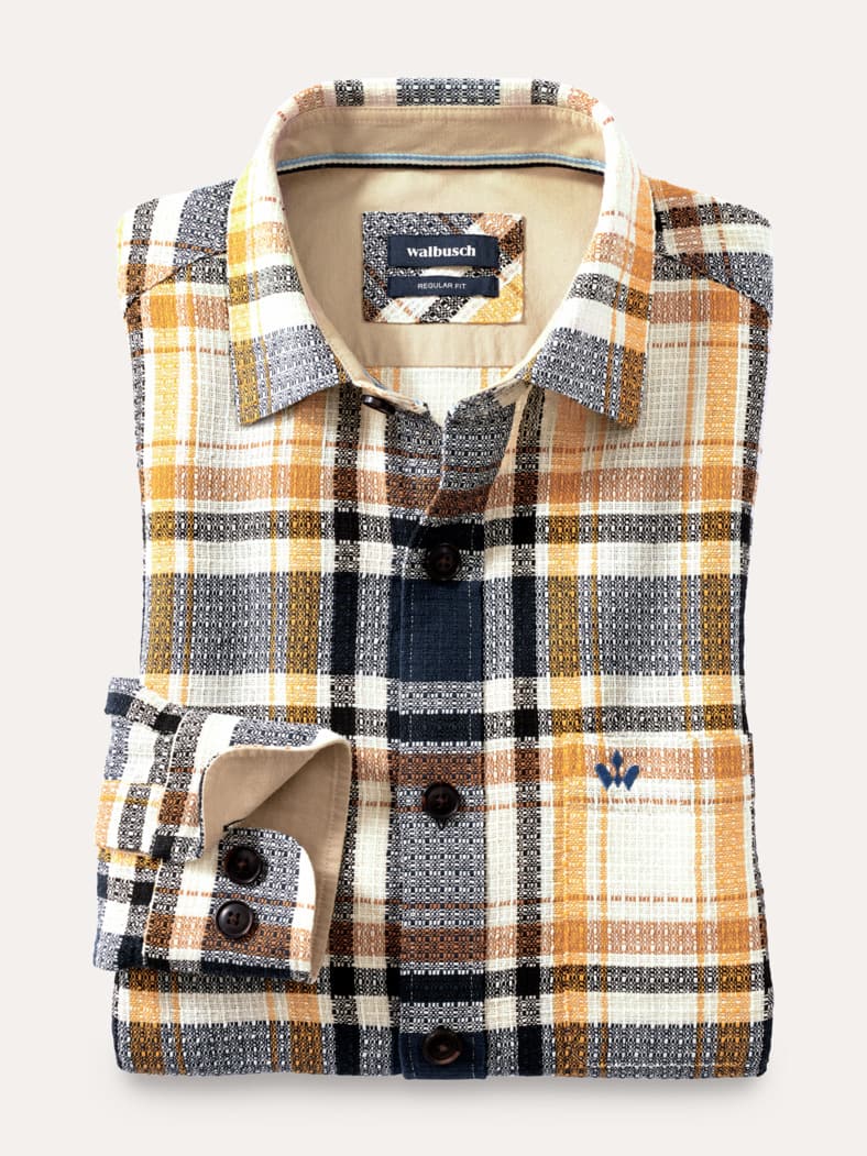 Das Overshirt Karo Safran