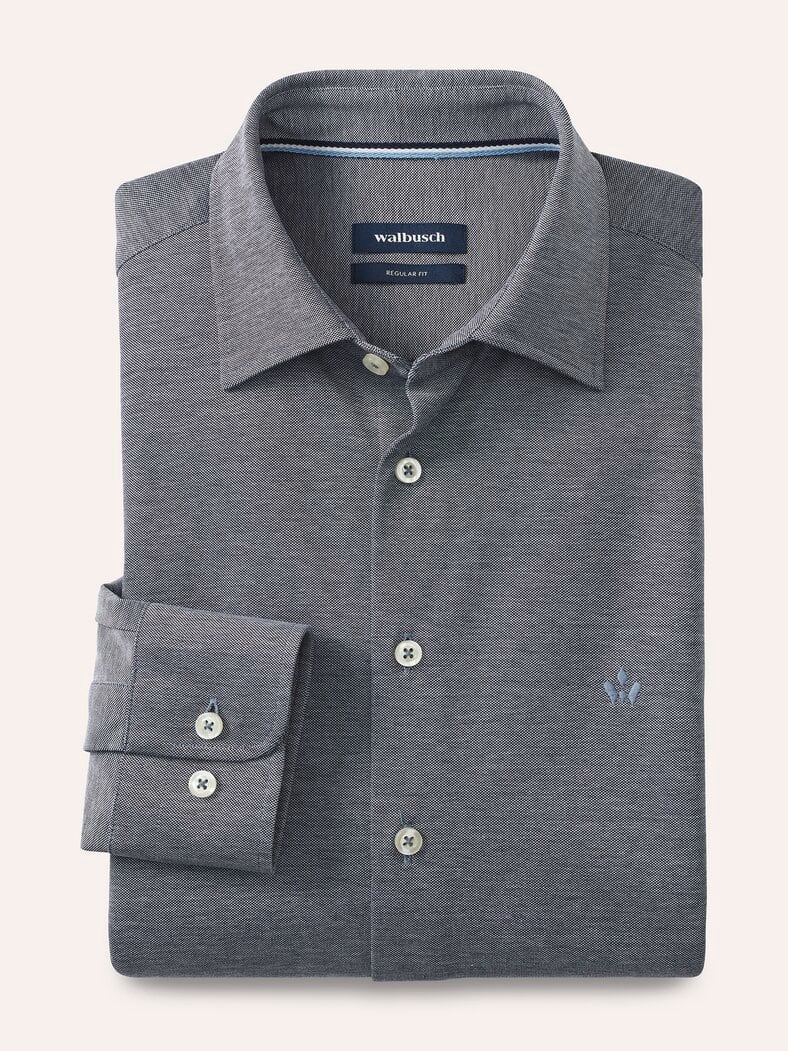 Comfort-Pique Hemd Weiß