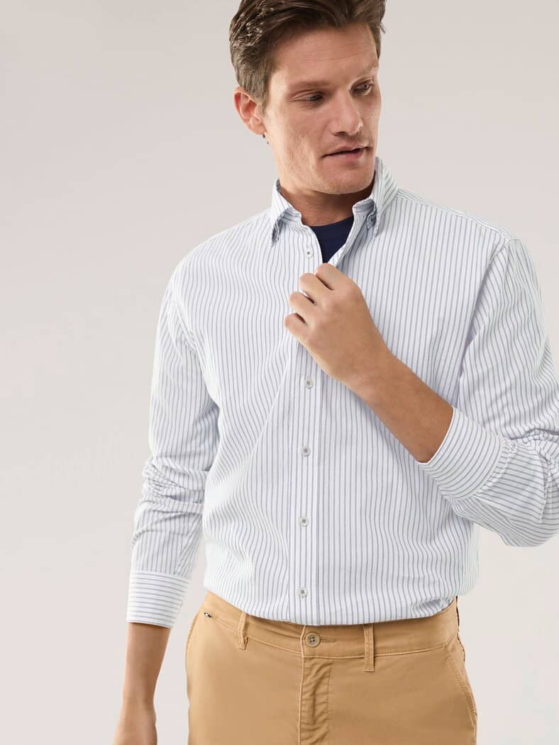 Royal-Oxford Hemd Streifen Weiß