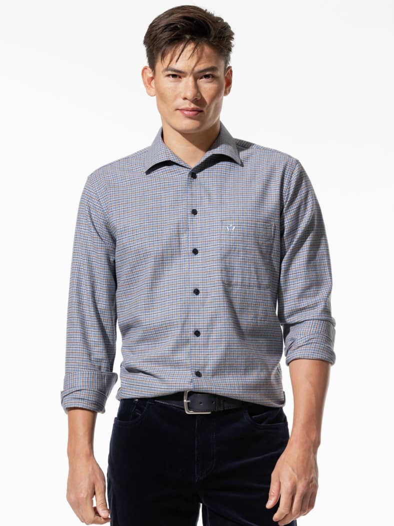 Diamanten-Flanell Hemd Karo Bleu