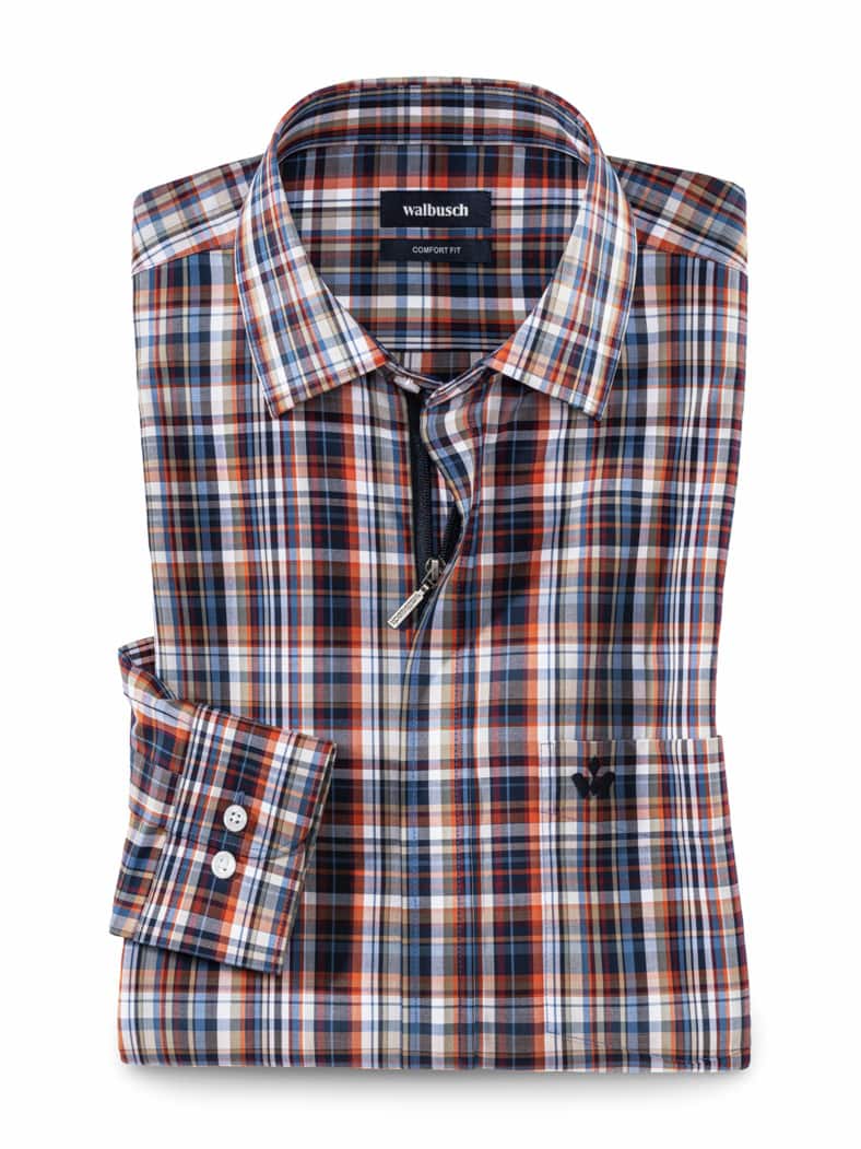 Extraglatt-Hemd Zip & Go Karo Terra