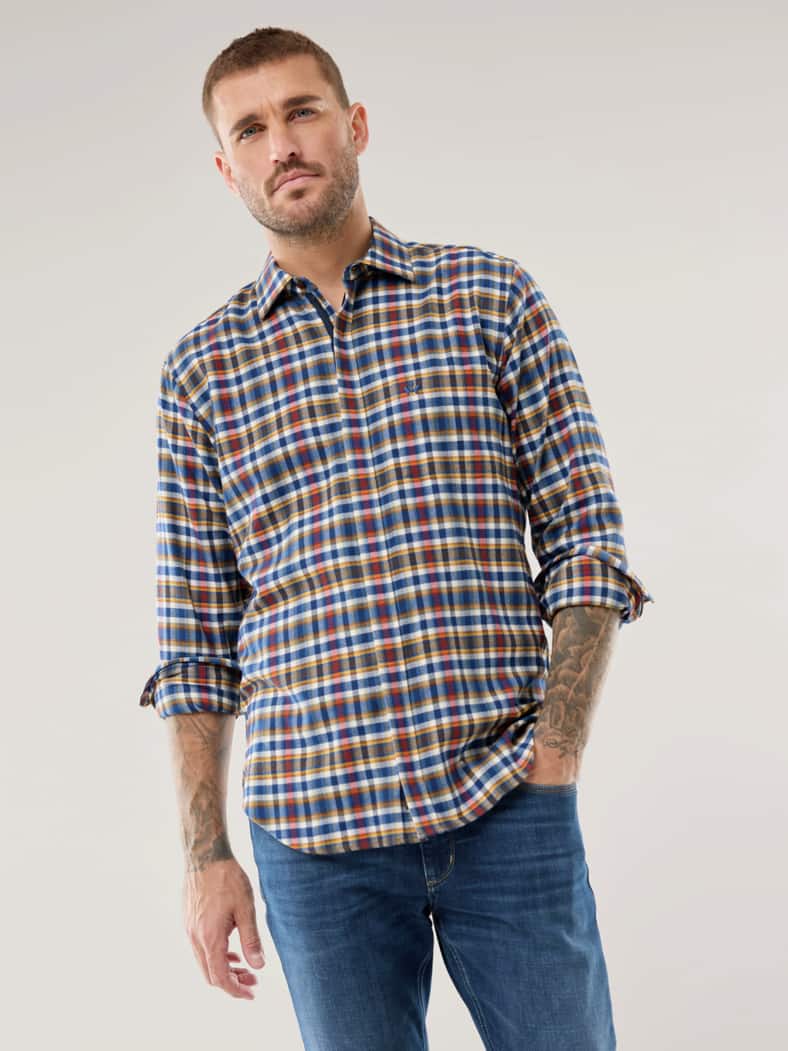 Soft-Flanell-Hemd Zip & Go Karo Bordeaux