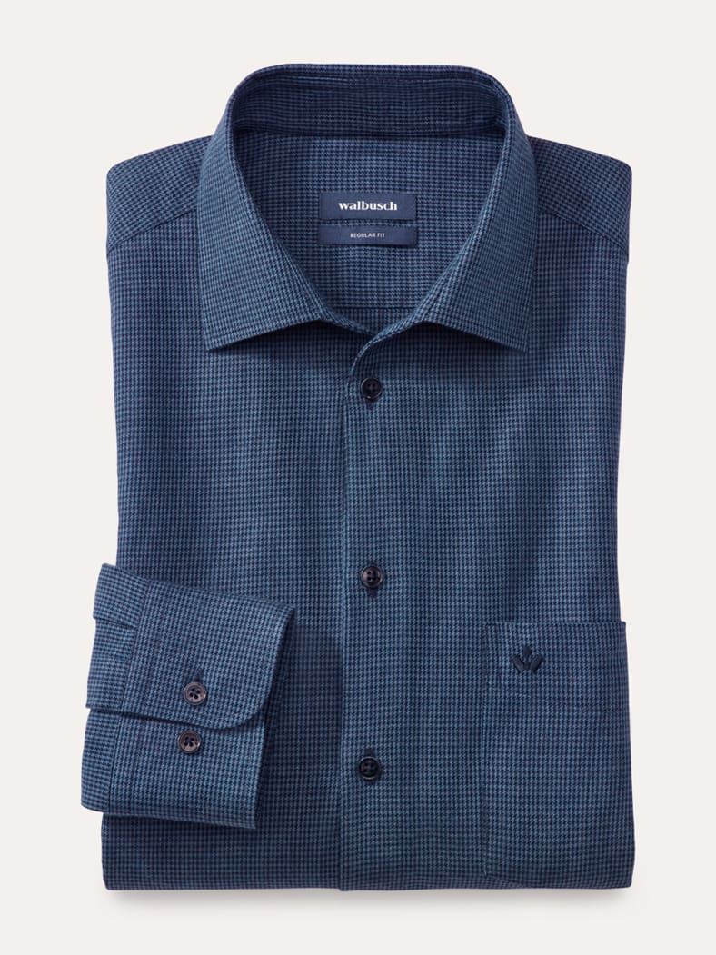 Premium-Flanell Hemd Uni Marine