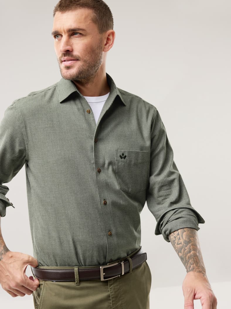 Premium-Flanell Hemd Uni Schilf