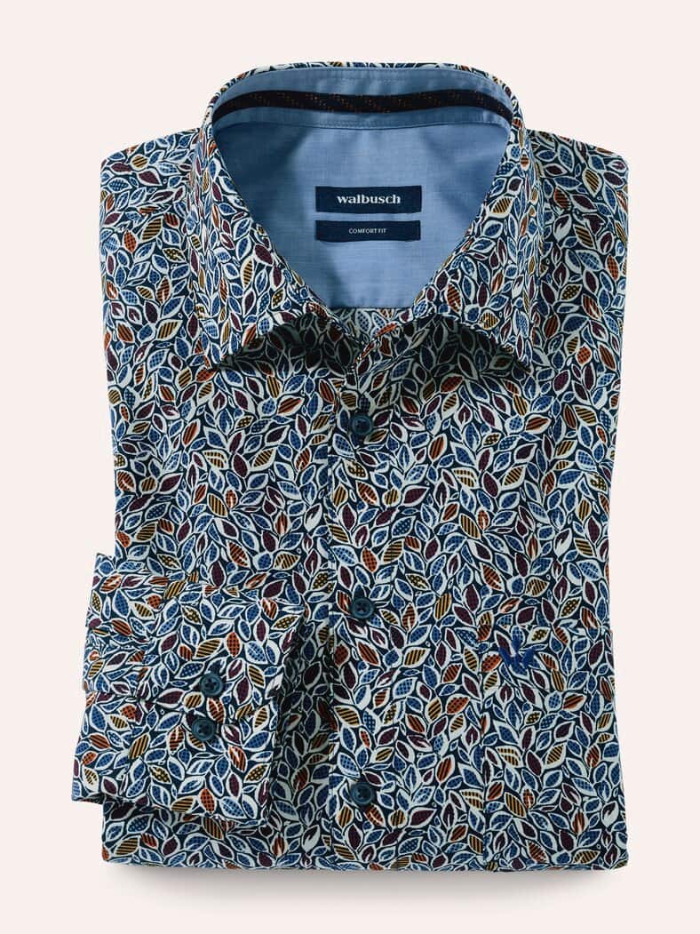 Extraglatt-Hemd Herbstlaub Druck Multicolor