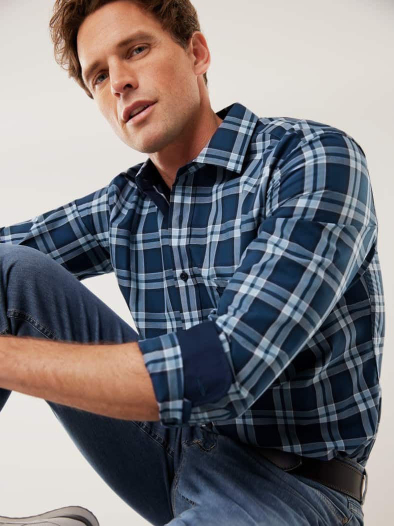 Aktiv-Hemd Karo Blau