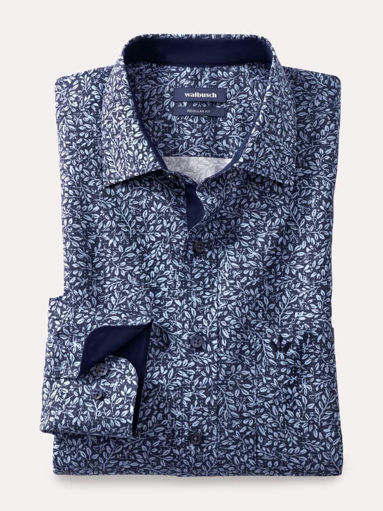 Aktiv-Hemd Druck Marine