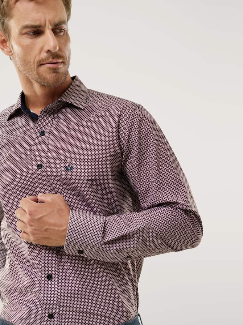 Aktiv-Hemd Druck Bordeaux