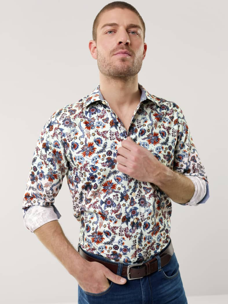 Softflanell-Hemd Druck Wollweiß