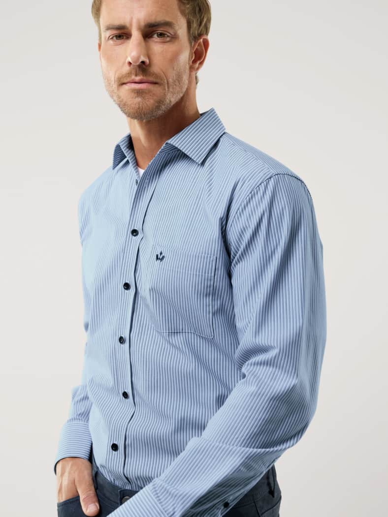 Extraglatt-Hemd Streifen Blau