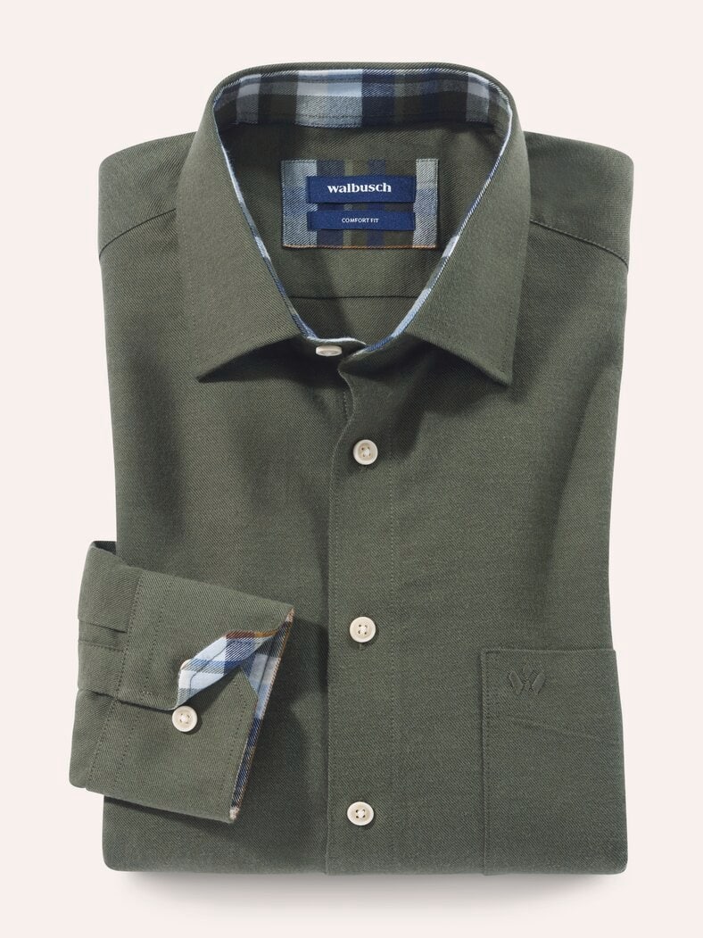 Softflanell-Hemd Uni Schilf