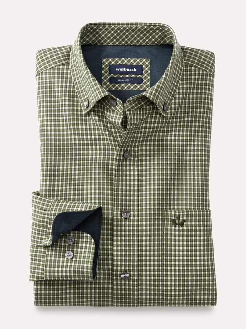 Cashmere-Mix-Hemd Vichy Schilf