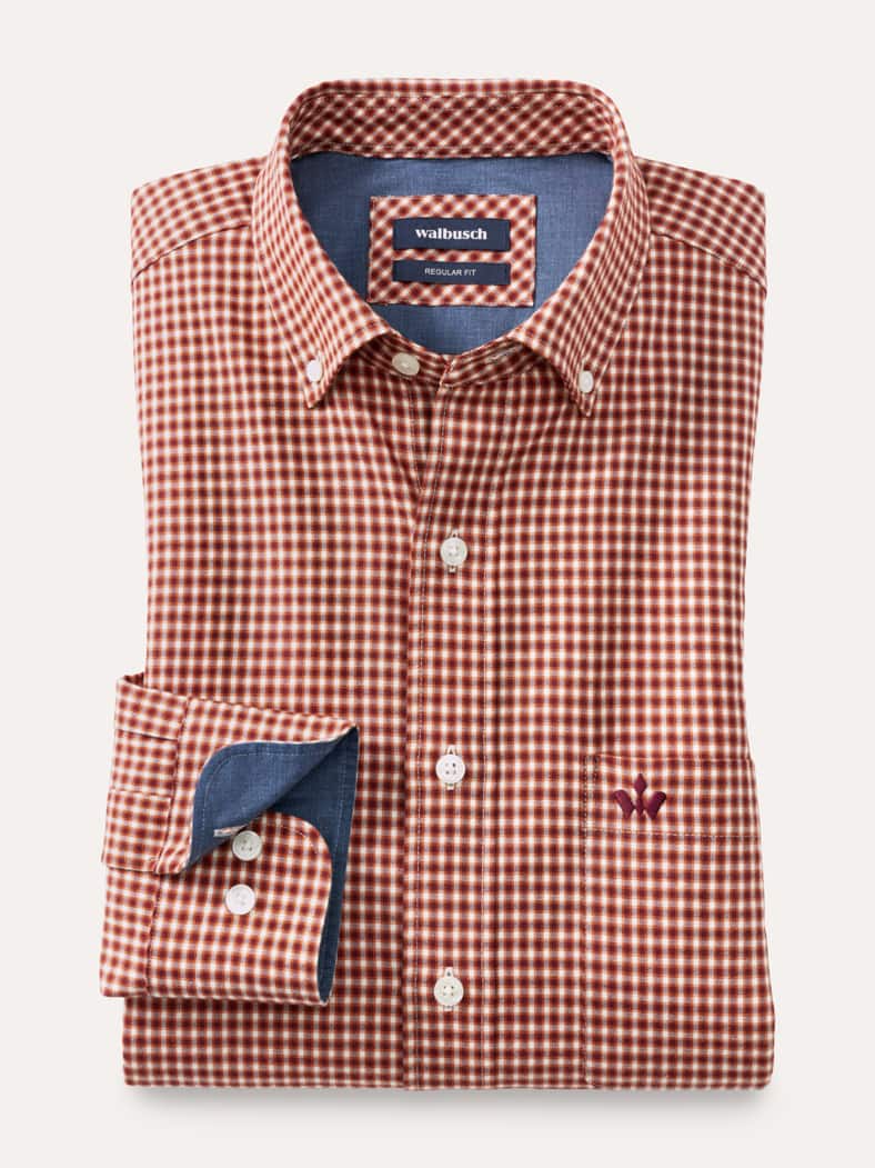 Cashmere-Mix-Hemd Vichy Bordeaux