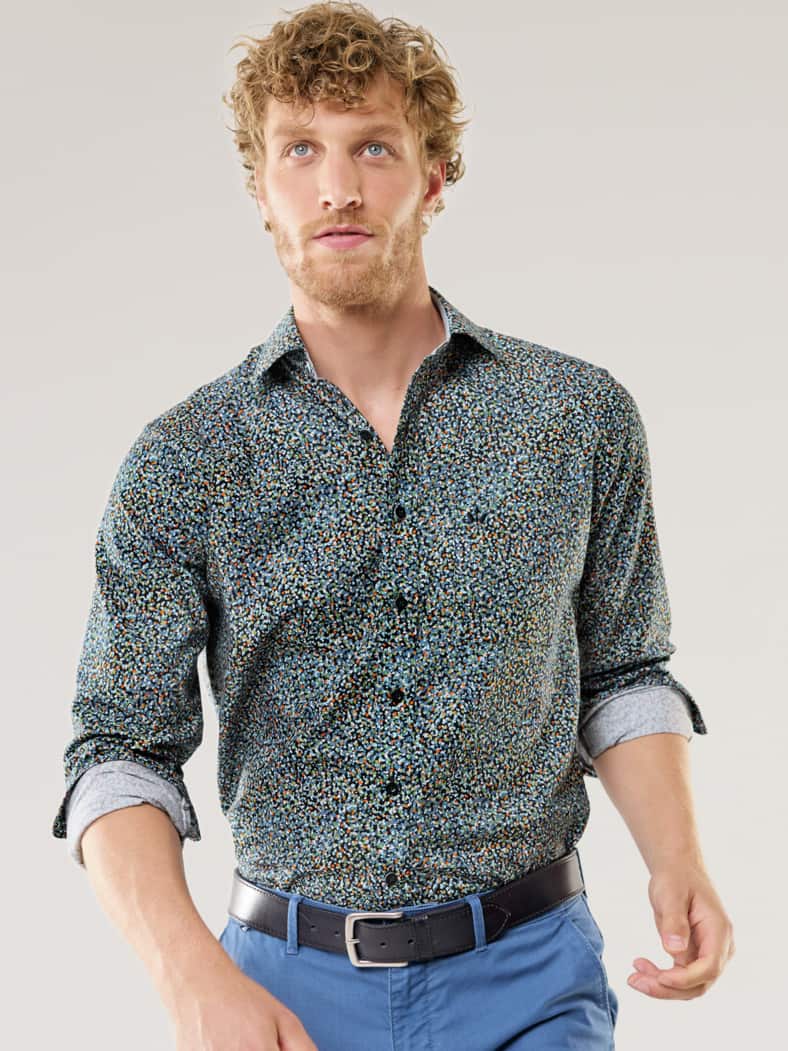 Extraglatt-Hemd Soft-Twill Druck Multi