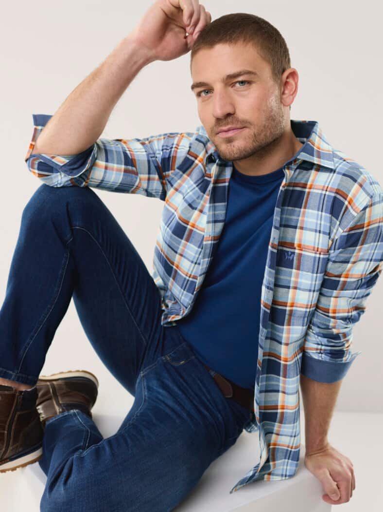 Softflanell-Hemd Karo Blau