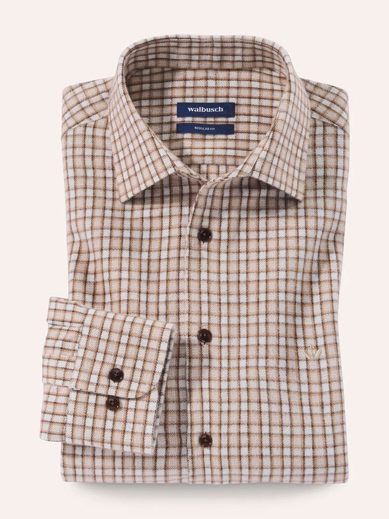 Hemd aus portugiesischem Flanell Minikaro Camel