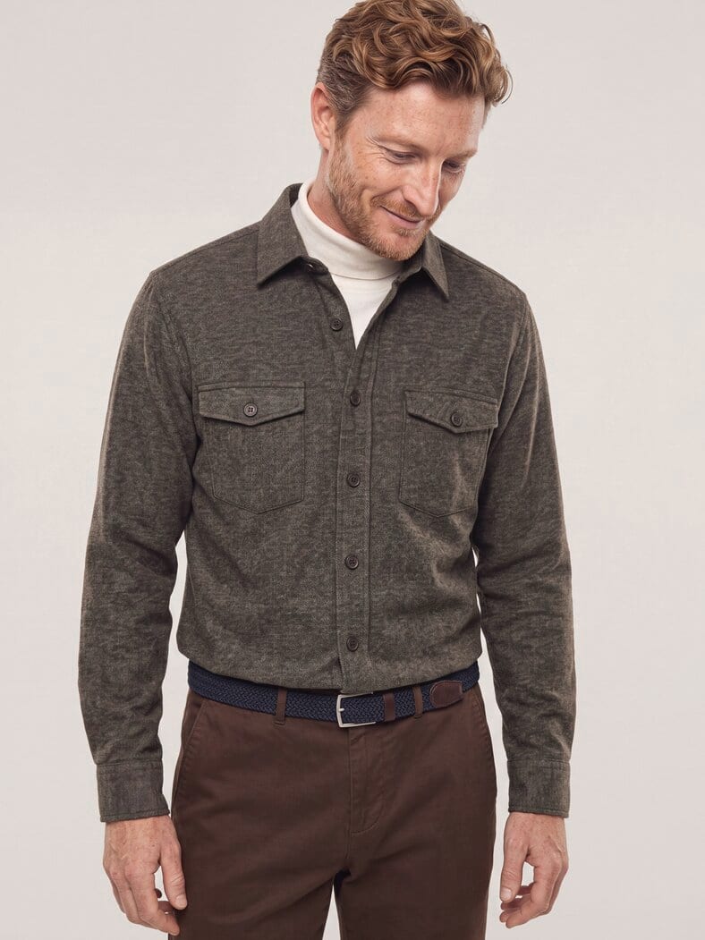 strukturiertes Flanell-Hemd Braun