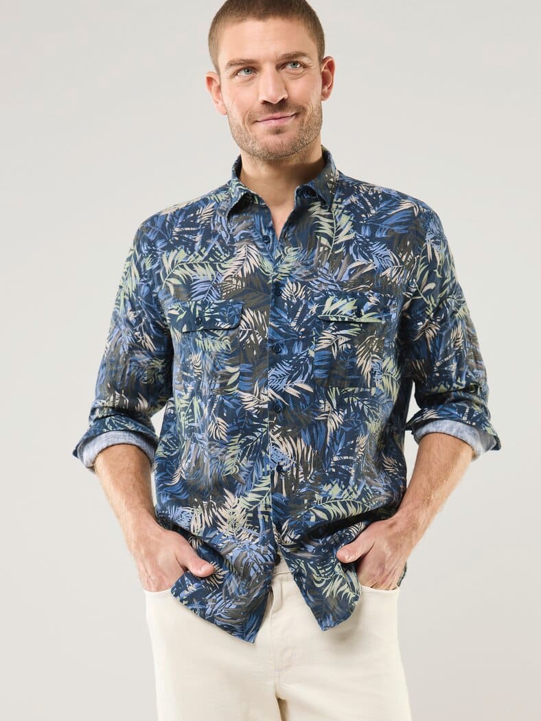 Leinen Künstler-Hemd Druck