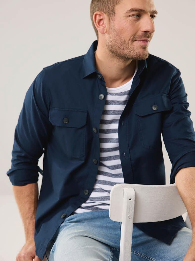 Hemdjacke aus Baumwoll-Mischung Marine