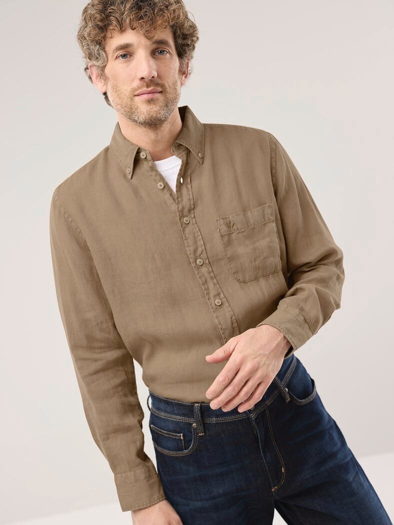 Pures Leinen Hemd Überfärber Latte