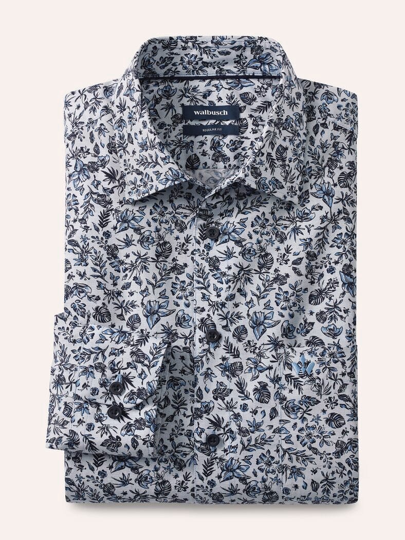 Extraglatt Hemd Druck Blau