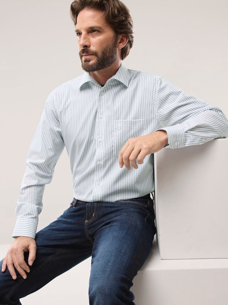 Extraglatt-Hemd Streifen Blau