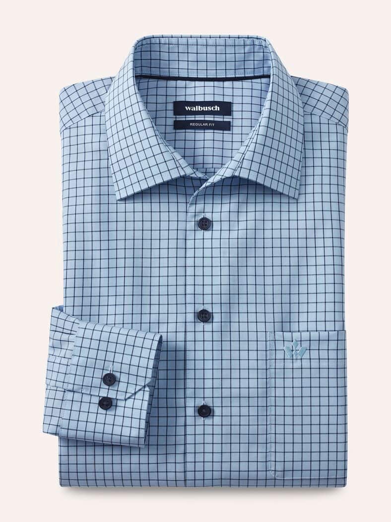 Extraglatt-Hemd Fensterkaro Blau
