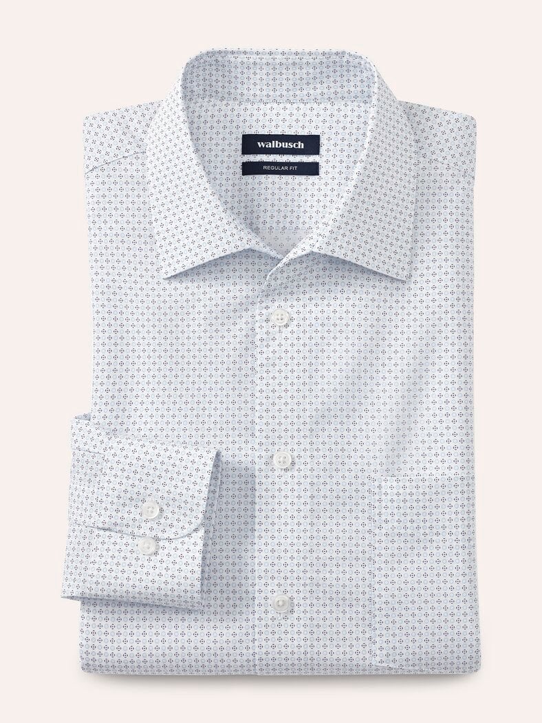 Extraglatt-Hemd Walbusch-Kragen Druck Weiß