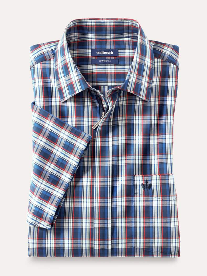 Extraglatt-Hemd Zip & Go Karo Blau