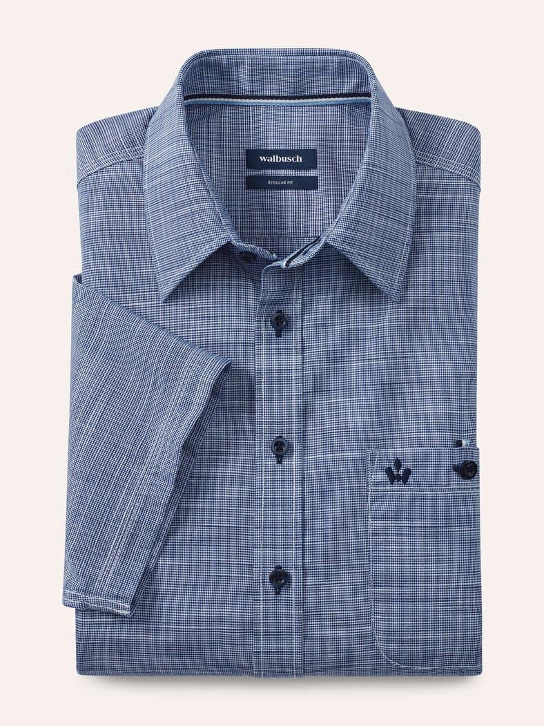 Tropical Kurzarm-Hemd Uni Marine