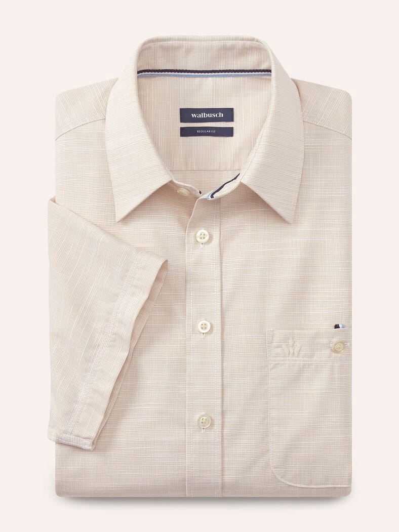 Tropical Kurzarm-Hemd Uni Natur